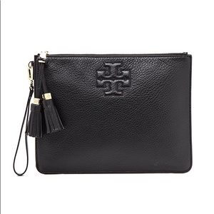 Thea Zip Pouch- Black Leather